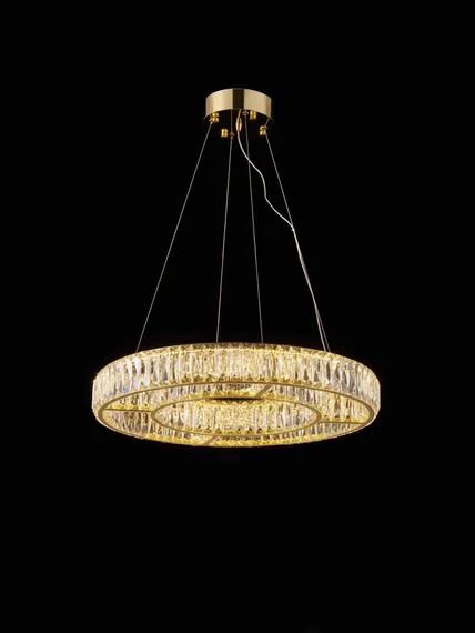 Люстра подвесная светодиодная NewRgy E26-ф600*H80(1200) H GOLD, 122 Вт, золотая