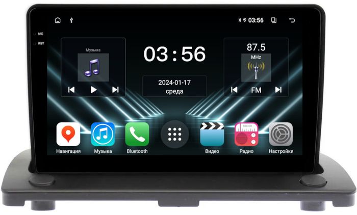 Магнитола для Volvo XC90 2002-2014 (рамка наверх) - FarCar S280 монитор 9.5" IPS на Android 13, CarPlay