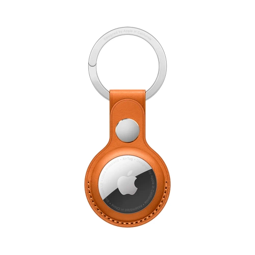 Кожаный брелок с заводным кольцом Apple Leather Key Ring для AirTag, Golden Brown (Золотистая охра)