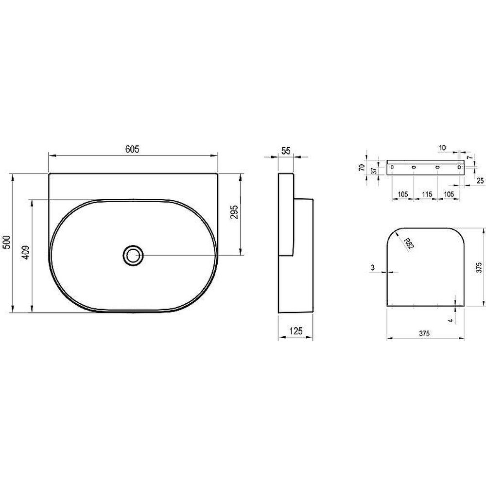 Раковина Ravak Yard 60 XJX0D060000 Черная матовая