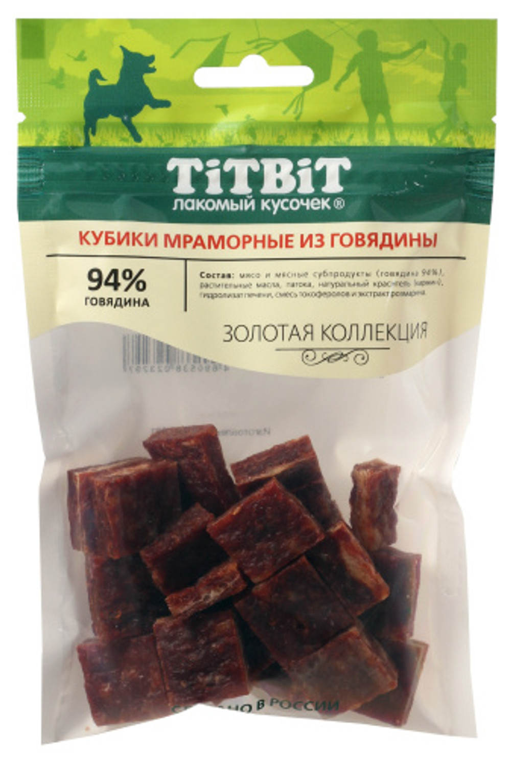 TITBIT Золотая коллекция для собак, Кубики мраморные из говядины - 80 г