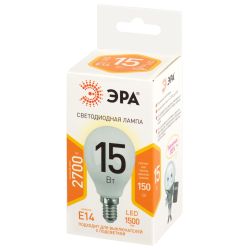 Лампа светодиодная ЭРА STD LED P45-15W-827-E14 15Вт шар теплый белый свет Е14 | Лампы cветодиодные Шар (G/P)