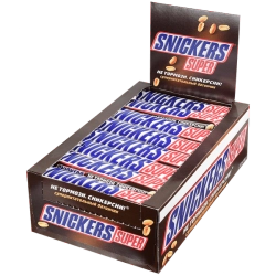 SNICKERS Батончик шоколадный Супер, 80г*32шт, блок 4шт
