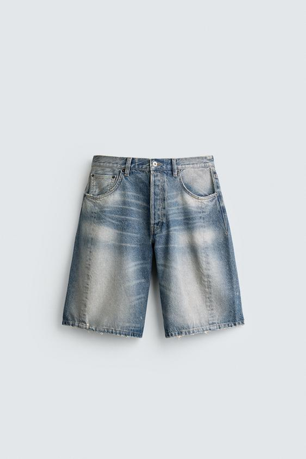 ZARA ДЖИНСОВЫЕ ШОРТЫ BAGGY FIT, СИНИЙ