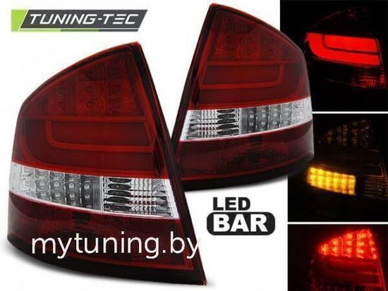 Задние фонари Skoda Octavia 2 red white led bar