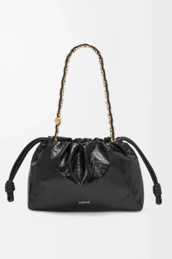 Loewe Средняя сумка Flamenco с имитацией рыбы-миксины, черный