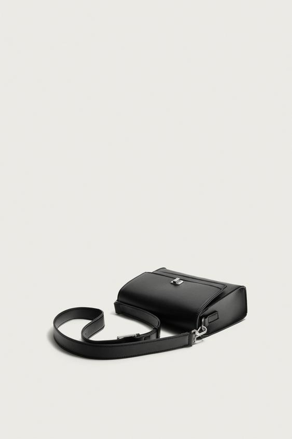 ZARA СУМКА С ДВУМЯ КЛАПАНАМИ, ЧЕРНЫЙ