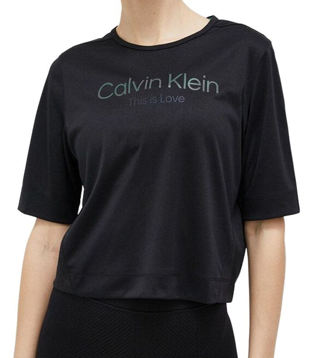 Женская теннисная футболка Calvin Klein WO - SS T-shirt (Boxy) - black beauty