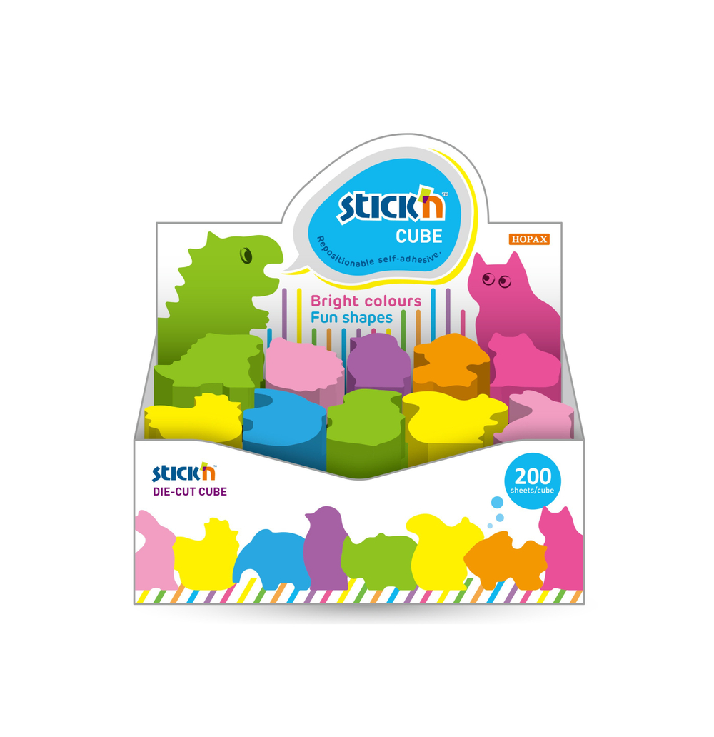 Блок бумаги с л/к 200 л. Stick`n ассорти "животные" 21791