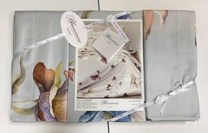 Постельное белье 2 спальное евро макси Blumarine Fleurette Blu серо-голубое