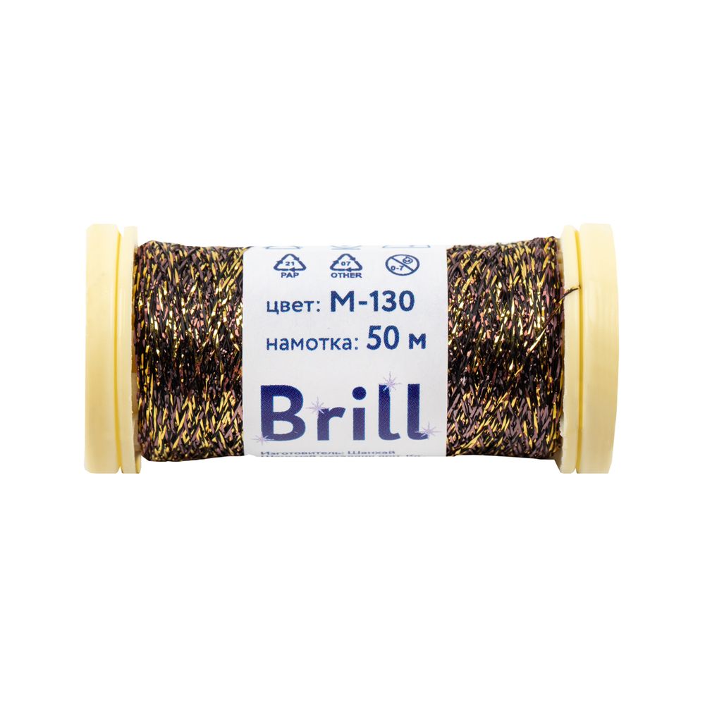 Мулине Gamma металлик M 5 мотков по 50 метров, M-130 золотистый/черно-красный, Gamma BRILL