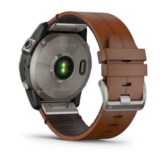 Часы Garmin Fenix 7X Sapphire Solar, титан с кожанным ремешком 010-02541-19