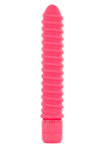 Розовый вибромассажер FUNKY RIBBED VIBE - 15 см.