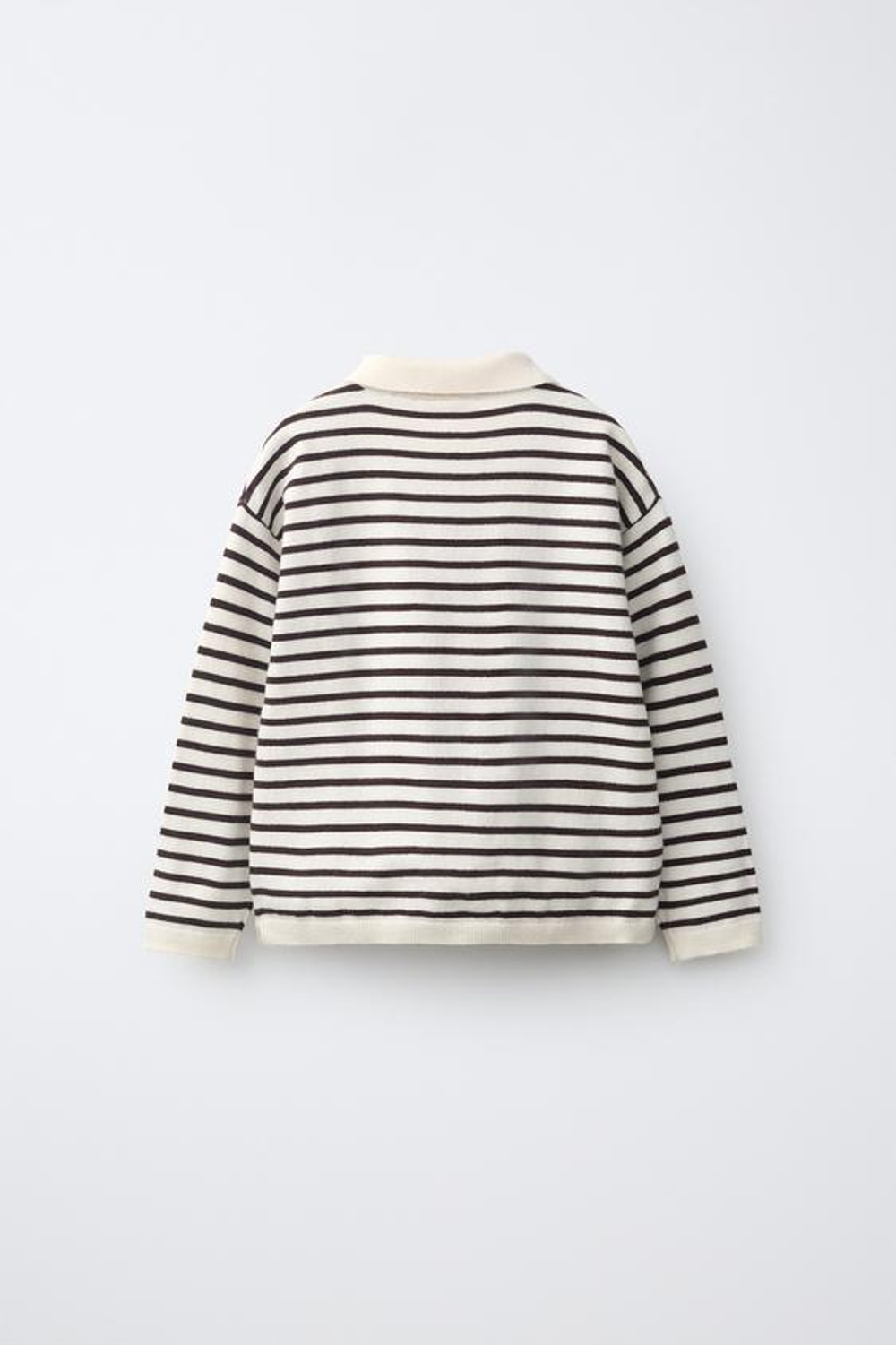 ZARA ОДНОТОННОЕ ТРИКОТАЖНОЕ ПОЛО, ЭКРЮ/КОРИЧНЕВЫЙ