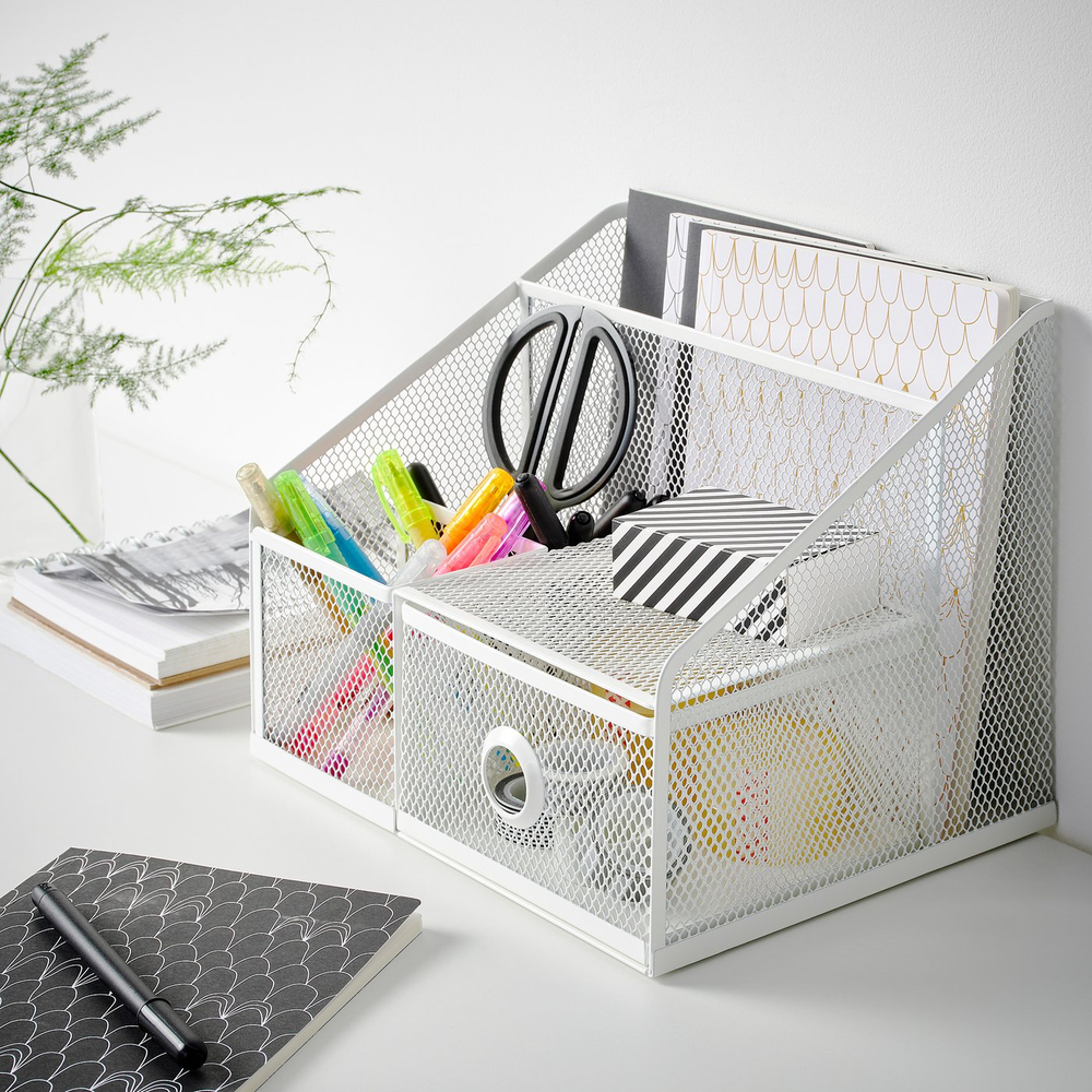 IKEA DRÖNJÖNS  (ИКЕА ДРЁНЙЁНС)  -  Органайзер для стола - белый 25х20 см