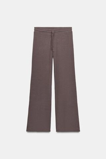 ZARA БРЮКИ ПРЯМОГО КРОЯ В РУБЧИК, СЕРО-КОРИЧНЕВЫЙ