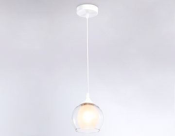 Подвесной светильник 1*Е27 TR3538 WH/CL/FR белый/прозрачный/белый матовый Traditional Ambrella
