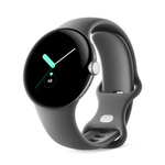 Умные часы Google Pixel Watch Wi-Fi 41mm, Silver/Charcoal (Полированный серебристый корпус, ремешок угольно-серого цвета)