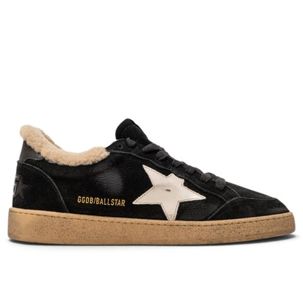 Men’s Ball Star Shearling in Black Leather and Suede With White Leather Star