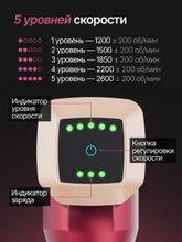 Перкуссионный массажер для тела, шеи и спины DFC VM-BR Фуксия, 6 насадок