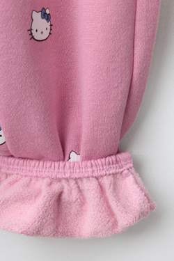 ZARA ТРИКОТАЖНЫЕ БРЮКИ-БАЛУНЫ HELLO KITTY ©, ЛИНЯЛЫЙ РОЗОВЫЙ