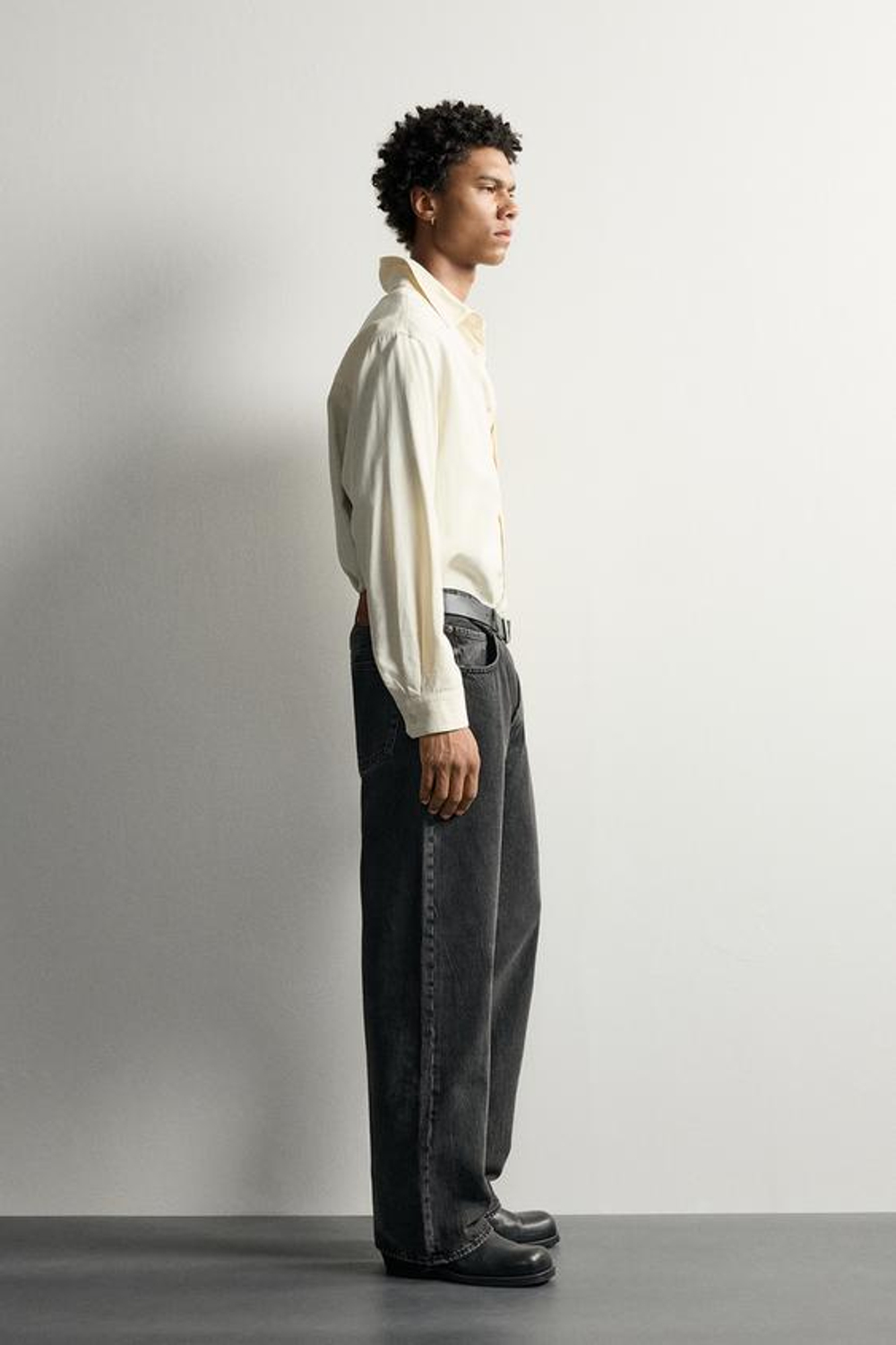 ZARA ДЖИНСЫ LOOSE FIT, ЛИНЯЛЫЙ ЧЕРНЫЙ