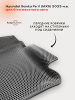 Автомобильные коврики ЭВА с бортами на 3 ряда для Hyundai Santa Fe V (MX5) 23-н.в., для 6-ти местного авто
