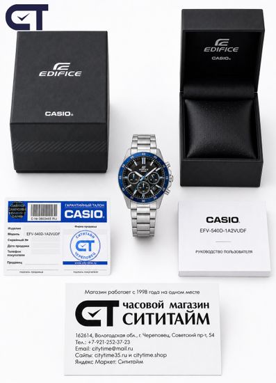 CASIO EFV-540D-1A2VUDF EDIFICE мужские наручные часы — стальной хронограф с черный циферблатом