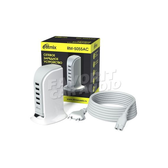 СЗУ 5 USB Ritmix RM-5055AC 2100mA пластик белый