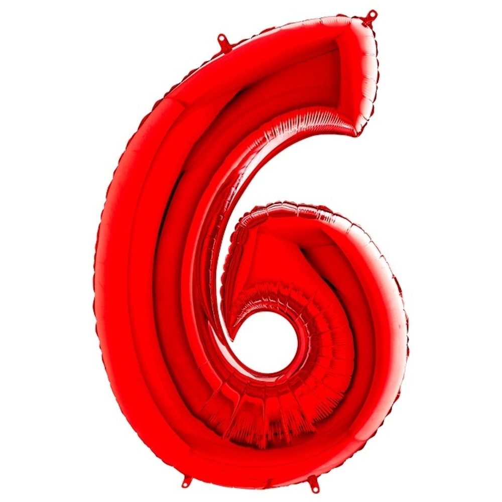 Шар фольгированный ЦИФРА "6" 40" Red с гелием