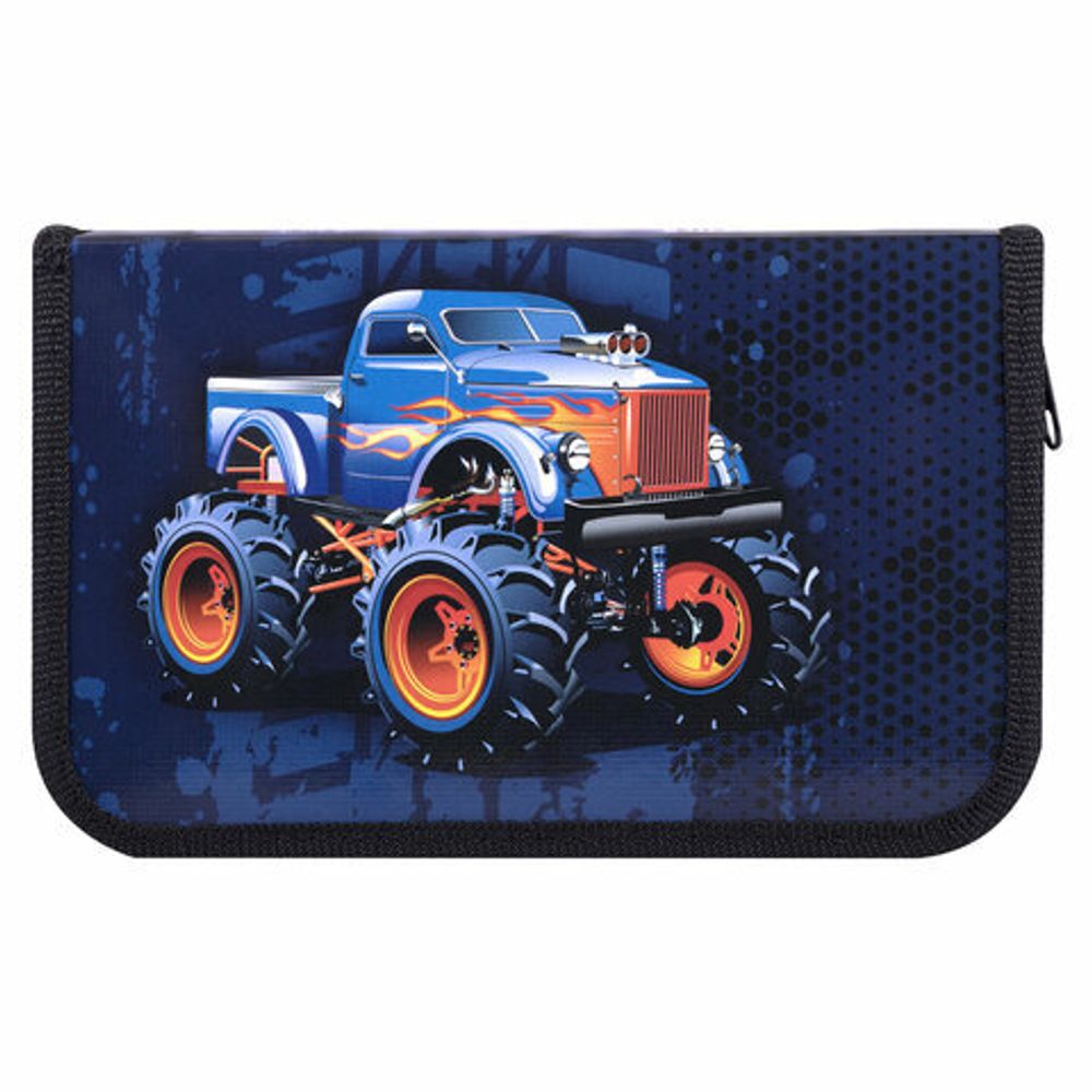 Пенал ПИФАГОР, 1 отделение, ламинированный картон, 19х11 см, "MONSTER TRUCK", 229147