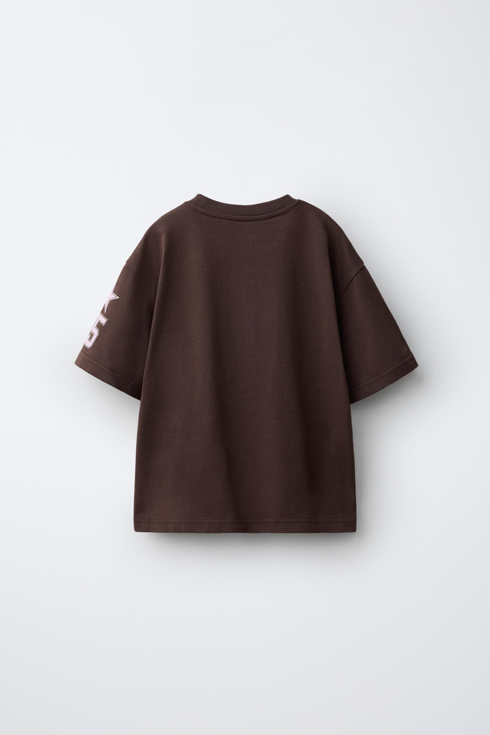 ZARA ФУТБОЛКА HEAVY WEIGHT С ПРИНТОМ, КОРИЧНЕВЫЙ