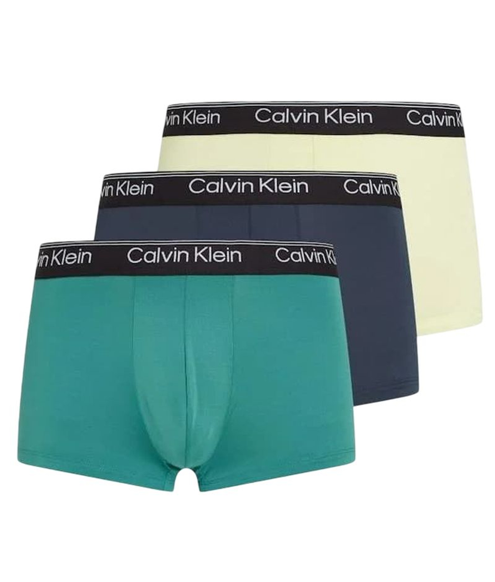 Мужские спортивные боксеры Calvin Klein Low Rise Trunk Microfiber Stretch 3P - ink/pale lime lemon/lively teal