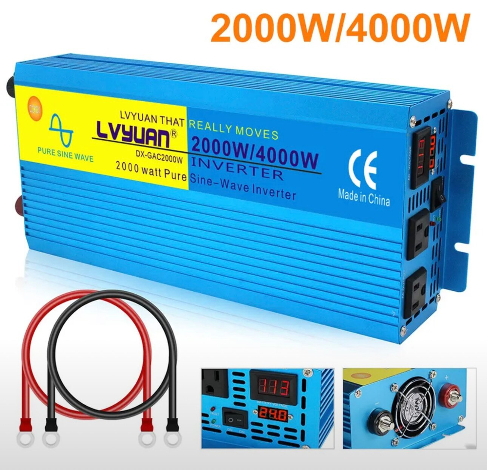 Инвертор 12V-220V 4000W чистый синус (синий) Lvyuan