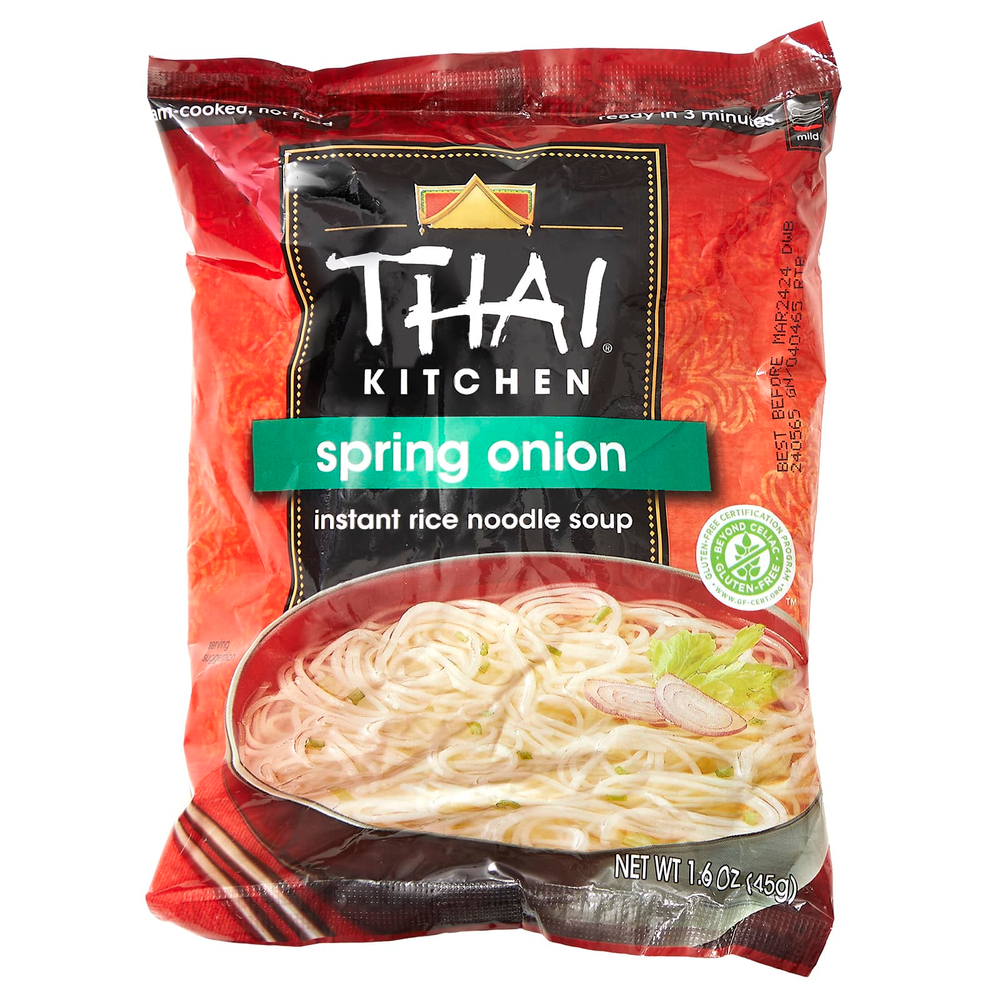 Thai Kitchen, суп с рисовой лапшой быстрого приготовления, зеленый лук, 45 г (1,6 унции)