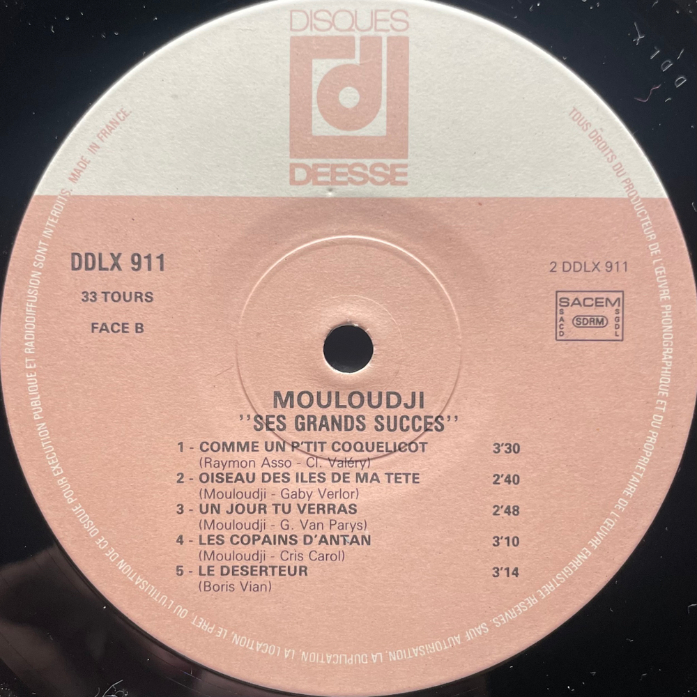 Mouloudji ‎– Ses Grands Succès 2LP (Франция)