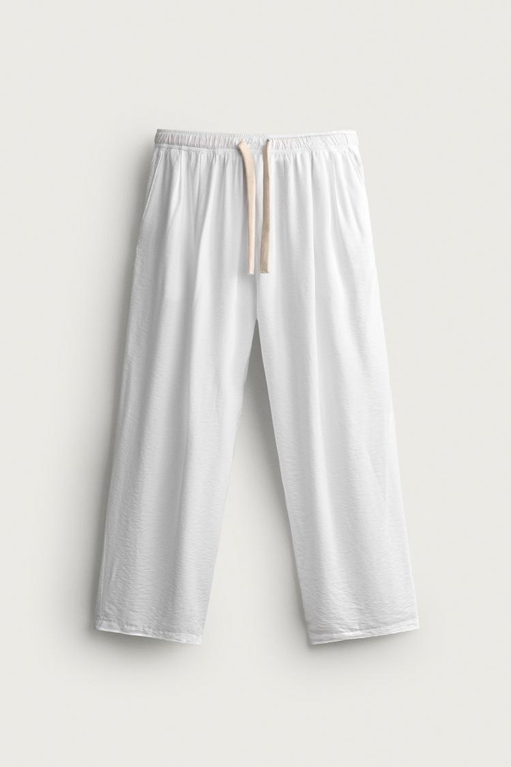 ZARA БРЮКИ RELAXED FIT ИЗ СТРУЯЩЕЙСЯ ТКАНИ, БЕЛЫЙ