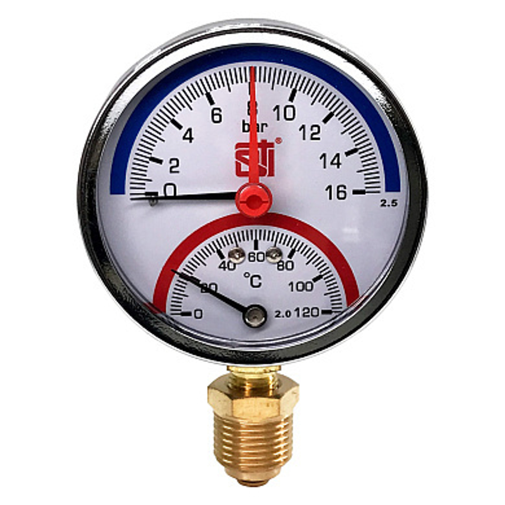 Термоманометр радиальный STI ∅80 120°C 16 bar УП (G½")