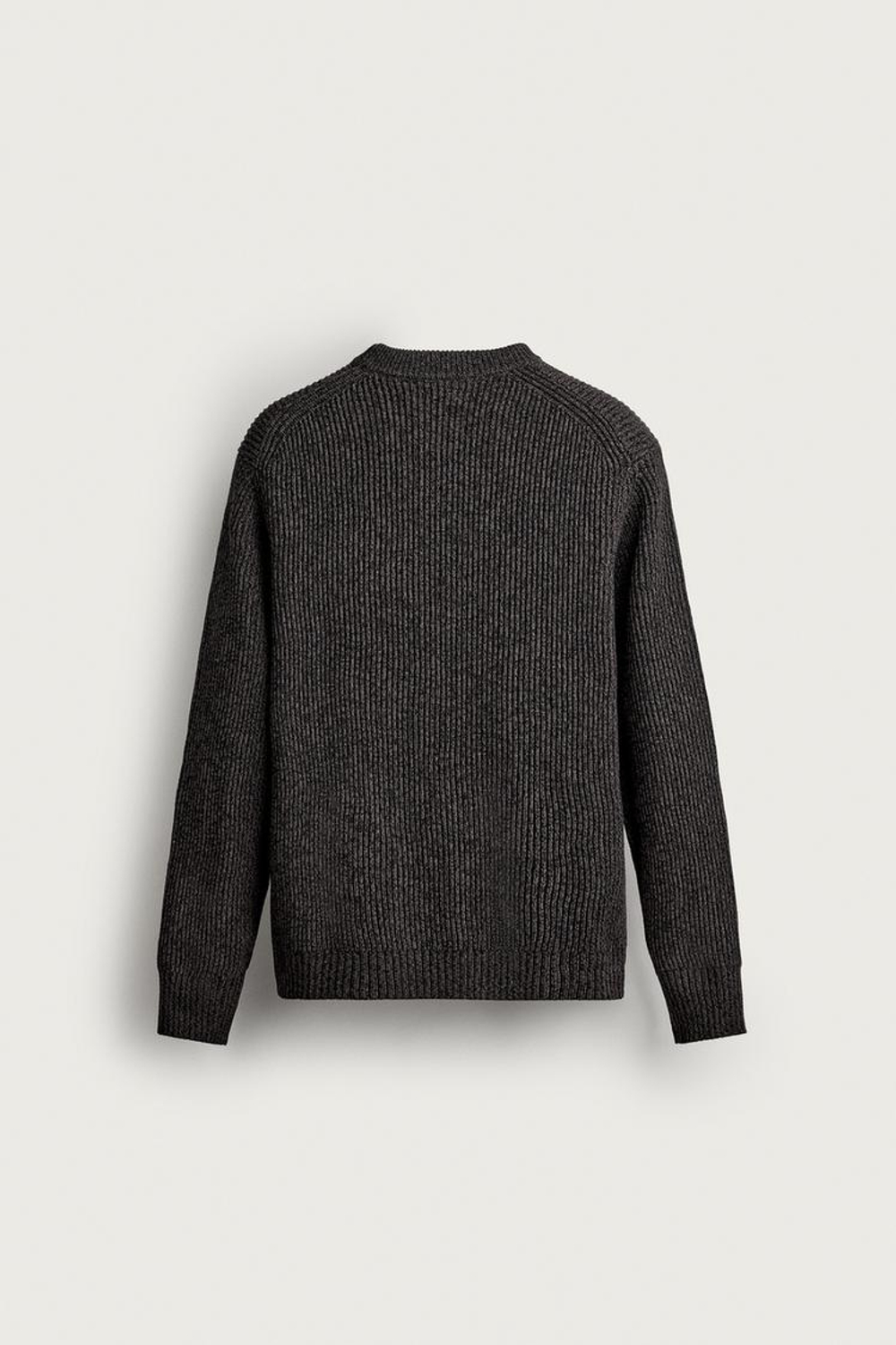 ZARA СВИТЕР РЕГУЛЯРНОГО КРОЯ С ФАКТУРНЫМ УЗОРОМ, СЕРЫЙ МЕЛАНЖ