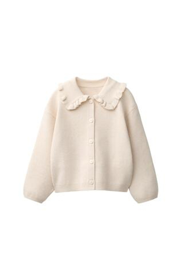 ZARA КАРДИГАН С ВОРОТНИКОМ С ВОЛАНОМ, ПЕСОЧНЫЙ МЕЛАНЖ