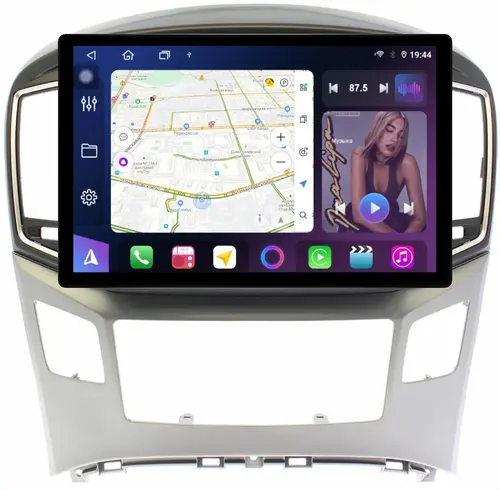 Магнитола для Hyundai H1, Grand Starex 2015-2022 (ШГУ монохром, авто с часами) - FarCar GX877 монитор 13" 2K QLED на Android 14, S500+TS20, Быстрейшая, CarPlay, 4G SIM-слот