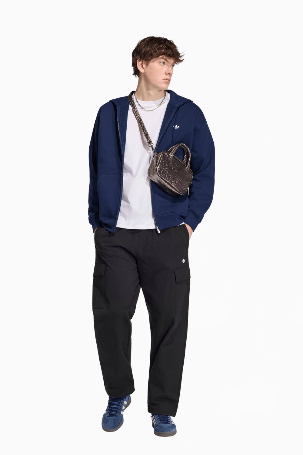 Кофта adidas Originals Trefoil Essentials Loose Full-Zip - темно-синий