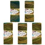 Пряжа Alize (Ализе) Burcum Batik / уп.5 мот. по 100 г, 210м, 4684 секционный A