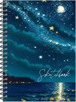 Блокнот для зарисовок SKETCHBOOK А5 с жесткой ламинированной обложкой 60л. ЗВЕЗДНАЯ НОЧЬ.ВГ