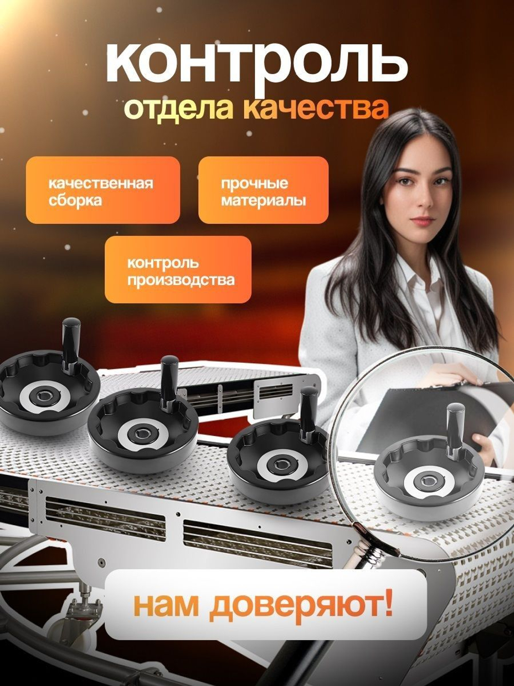 Маховик бакелитовый 100х12х4 мм цельнолитой с ручкой