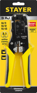 STAYER S-RJ, (RJ45, RJ11, RJ12), универсальный кримпер, Professional (22652)