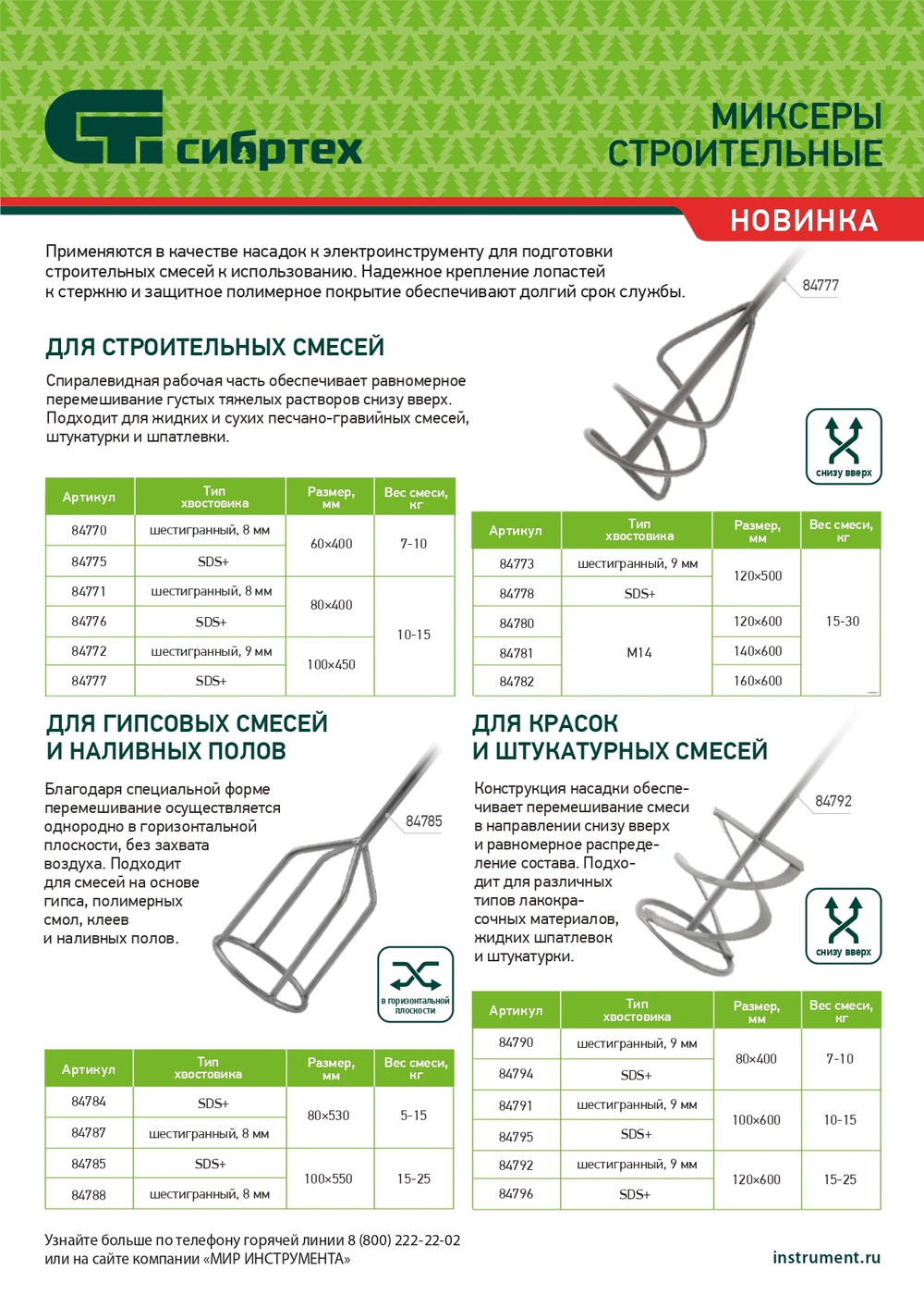 Миксер для красок и штукатурных смесей, 100х9х600мм, шестигранный хвостовик// Сибртех