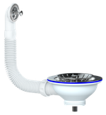 UNICORN E157  Выпуск для мойки 3 1/2 д.40, с прям.и круг.пер,с винт 40.чашка из нерж.стал. д.115