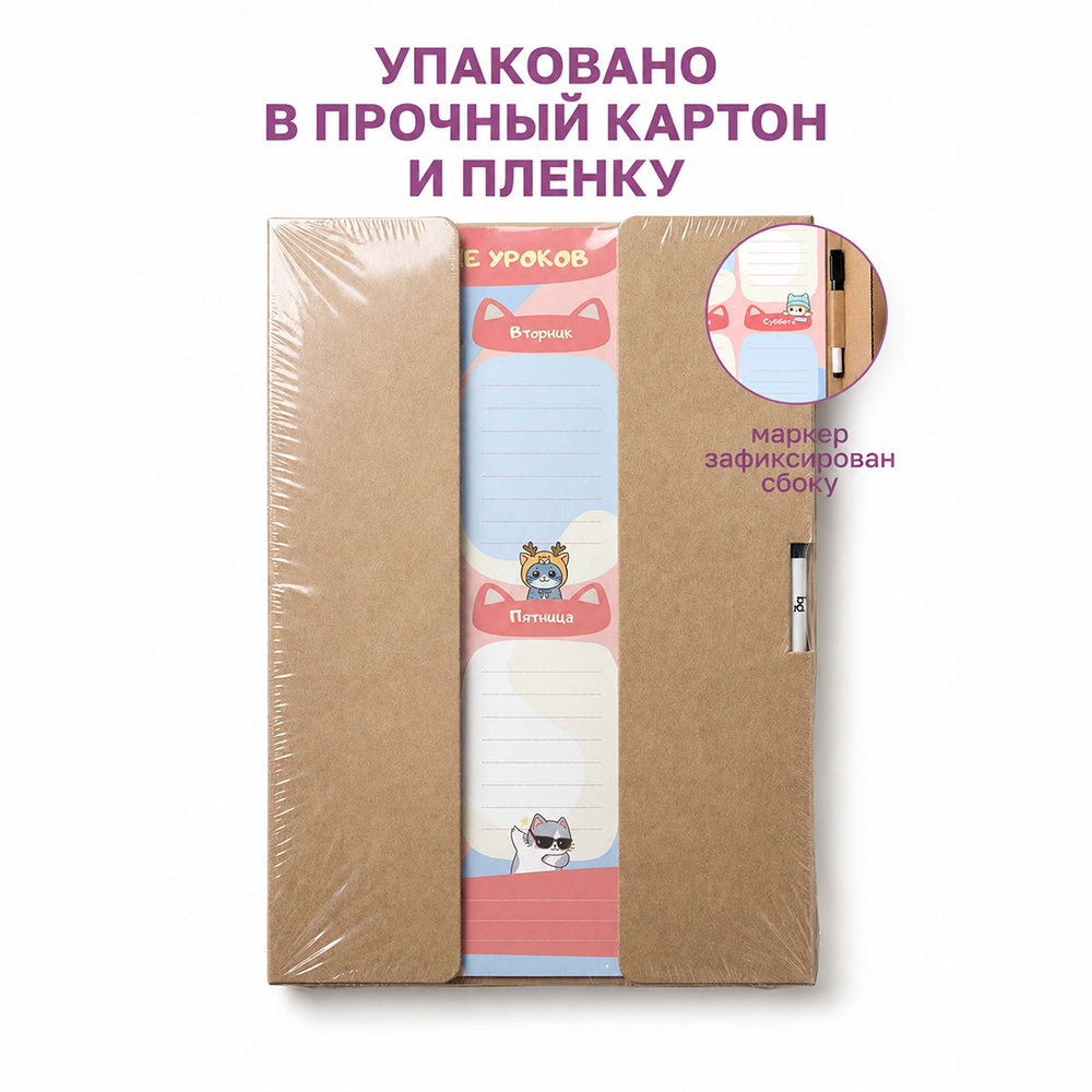 Расписание уроков с маркером А4 BG "Пиши-стирай. Эмоции этой недели"