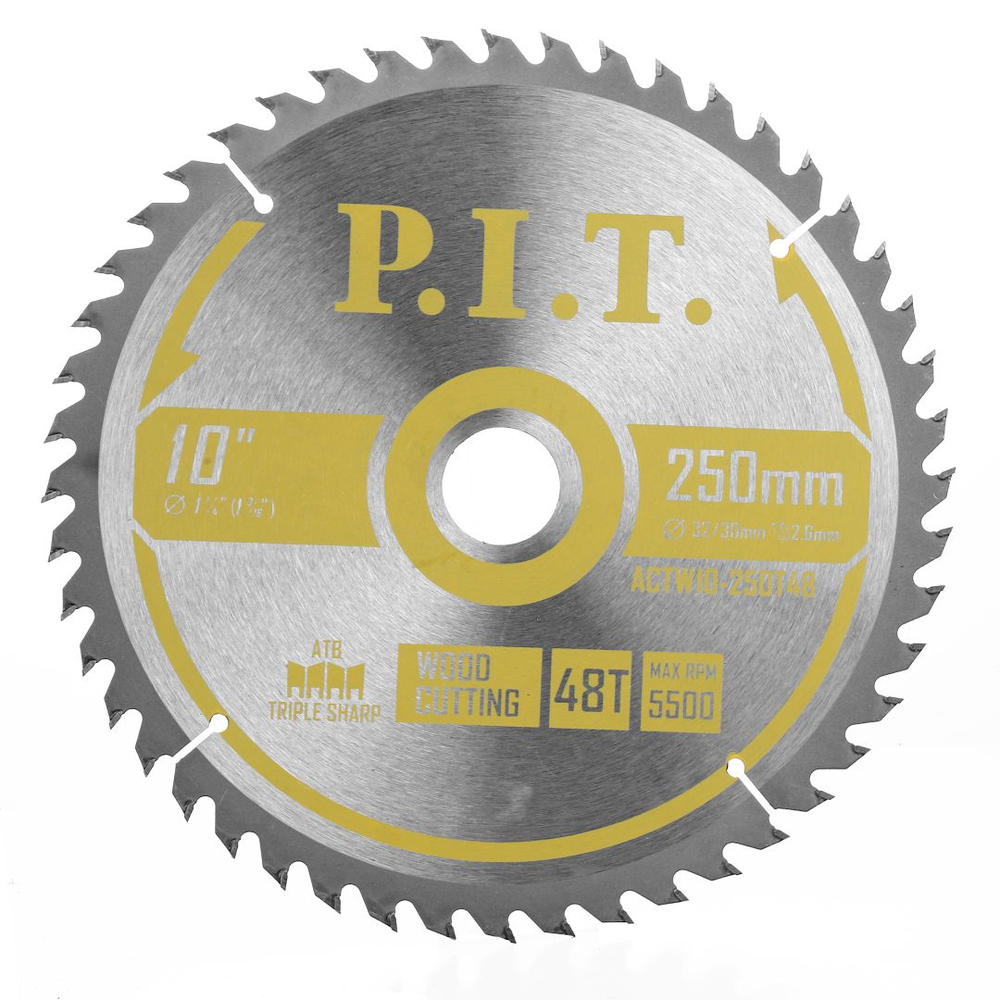 Диск пильный по дереву P.I.T. 250х32/30х2,6 мм 48Т (ACTW10-250T48)